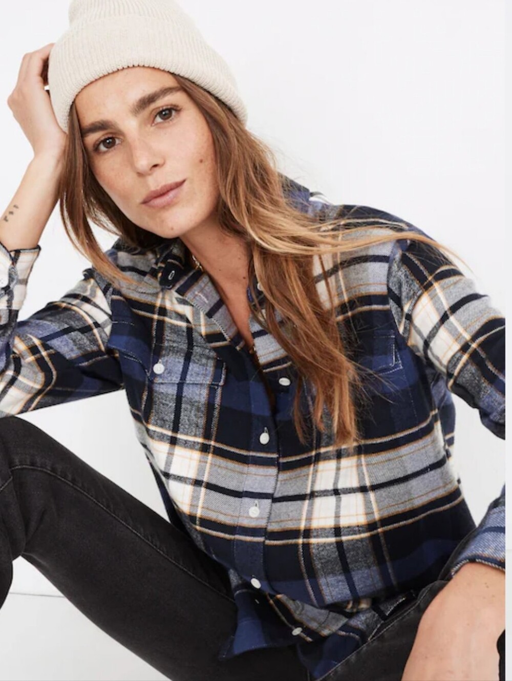 Madewell Flannel Oversized Ex-Boyfriend In Coltrane Plaid Buttondown Shirt